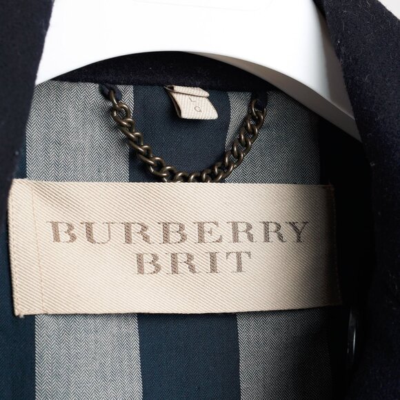 Burberry Brit Navy Wool-Blend Double-Breasted Peacoat - Picture 11 of 15